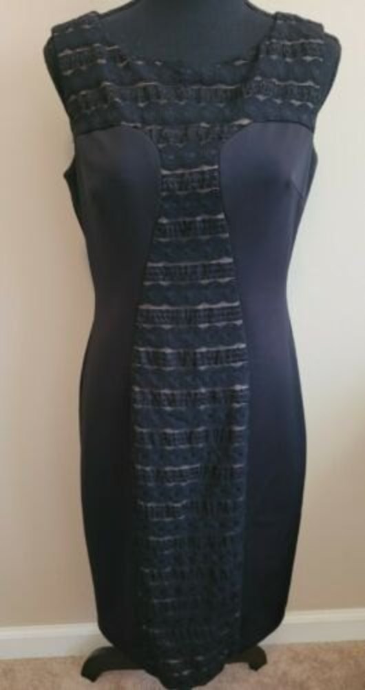 Anne Klein Lace Cocktail Party Dress Size 6 Knee Length Sleeveless Black